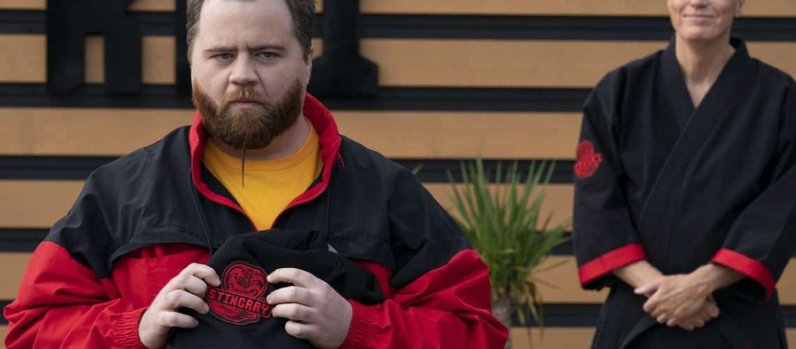 Paul Walter Hauser as Raymond, Thomas Ian Griffith as Terry Silver in Cobra Kai