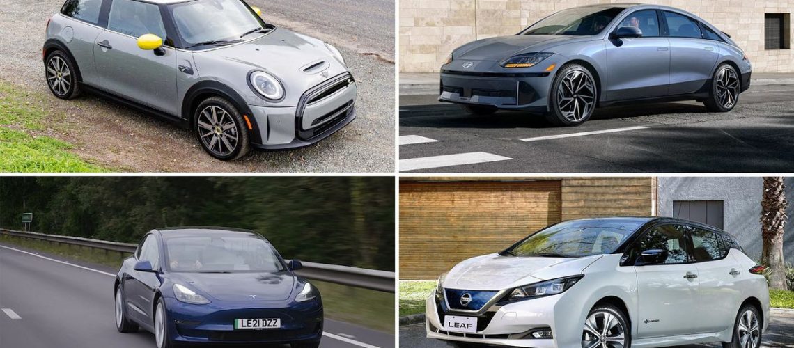 cheapest electric cars tesla model 3, hyundai ioniq 5, mini se nissan leaf
