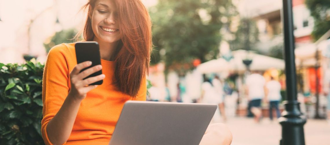 A woman browsing the internet