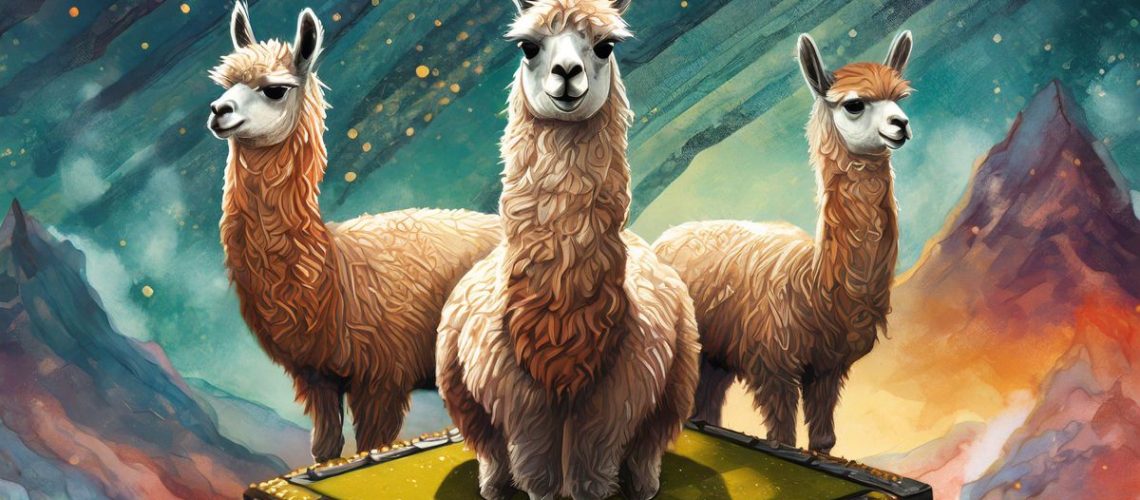 AI generated image of 3 Llamas on a chip