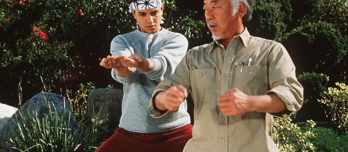 Ralph Macchio and Pat Morita in The Karate Kid