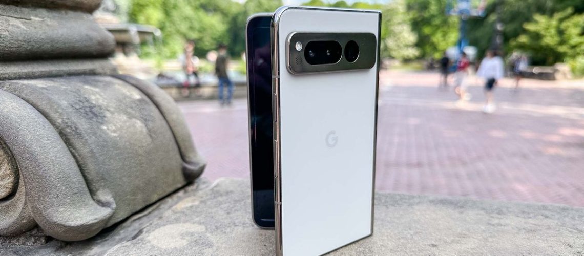 Google Pixel Fold shown in hand