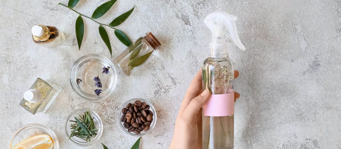 Holding a homemade room spray