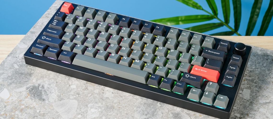 A carbon black Lemokey P1 Pro wireless mechanical keyboard