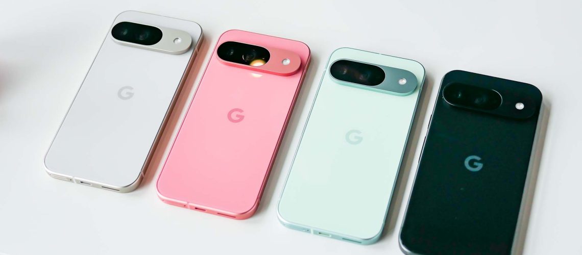 Google Pixel 9 held in the hand.
