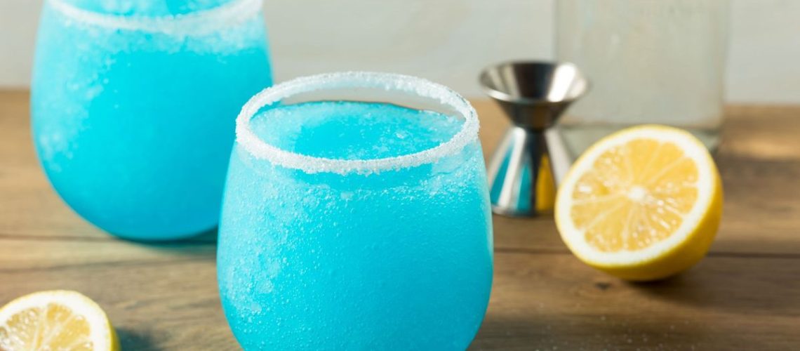 A blue slushie made in a blender