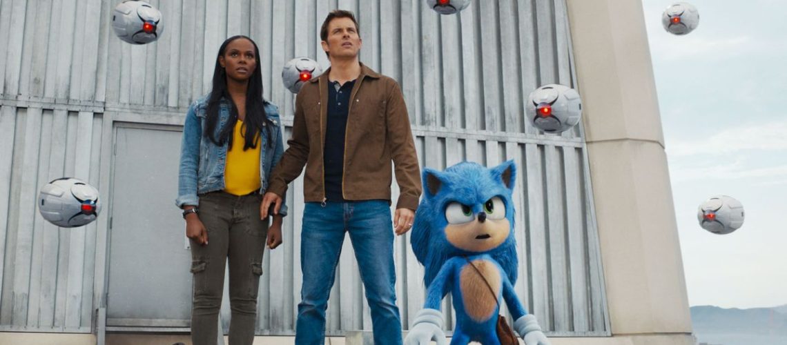 the Sonic the hedgehog movie stars Ben Schwartz (voicing Sonic), James Marsden, and Tika Sumpter