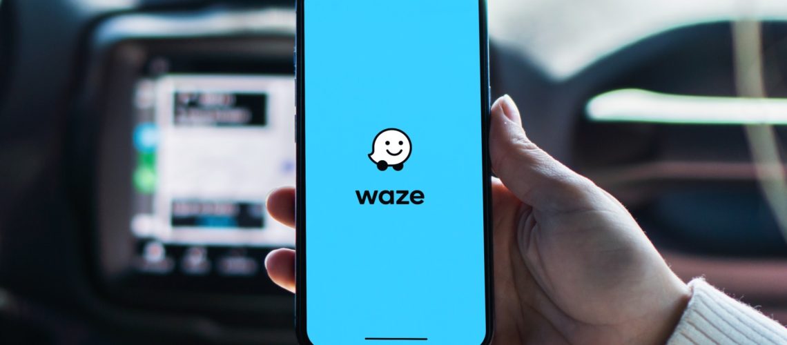 Waze app on iPhone in car