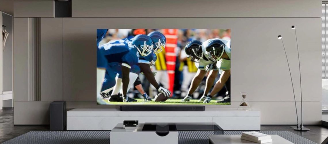 Samsung QN900D on wall in living room