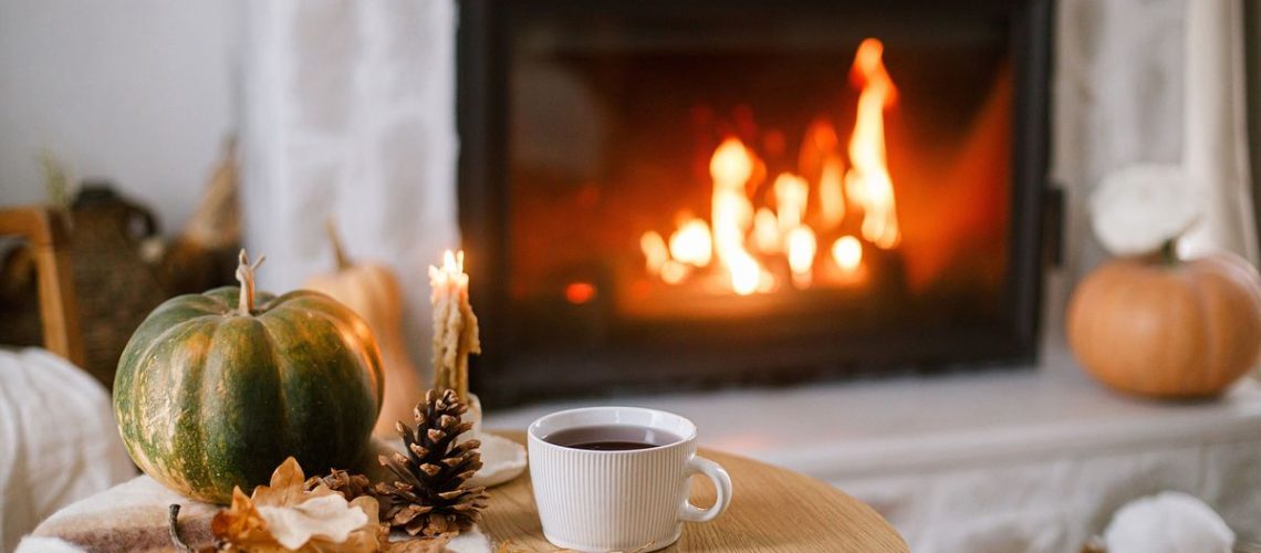 Cosy autumn living room setting