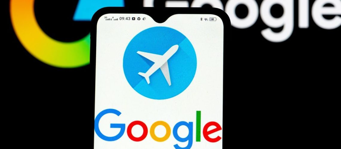 Google Flights logo on Android phone