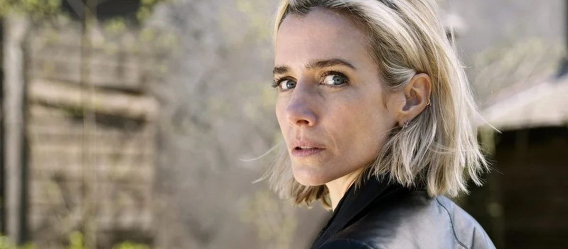 DI Fia Lucey (Lisa Dawn) looks back over her shoulder in detective drama "Blackshore"