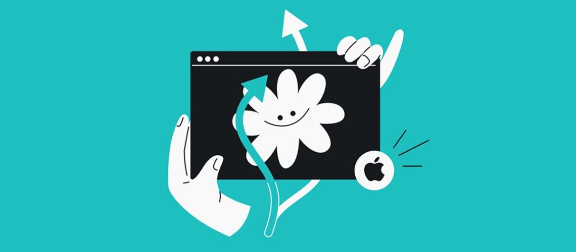 Cartoon image depicting Surfshark's Bypasser feature for iOS