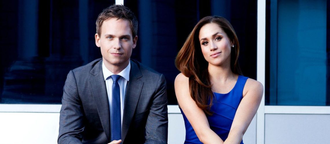 (L, R) Patrick J. Adams as Mike Ross, Meghan Markle as Rachel Zane -- Photo by: