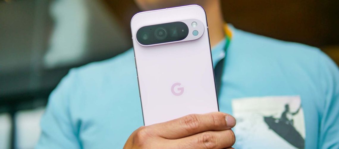 Google Pixel 9 Pro held in the hand.