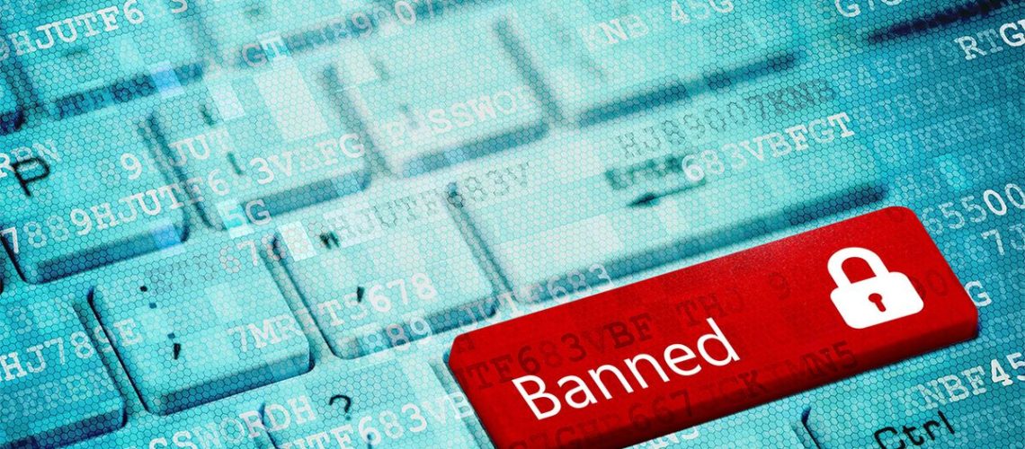 Keyboard with red banned button