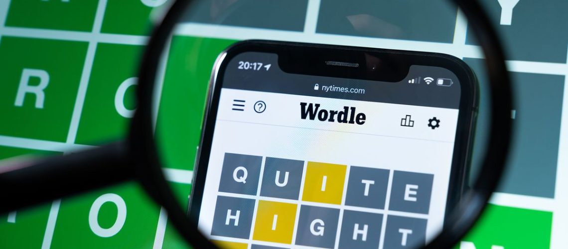 Wordle with a magnifying glass over it