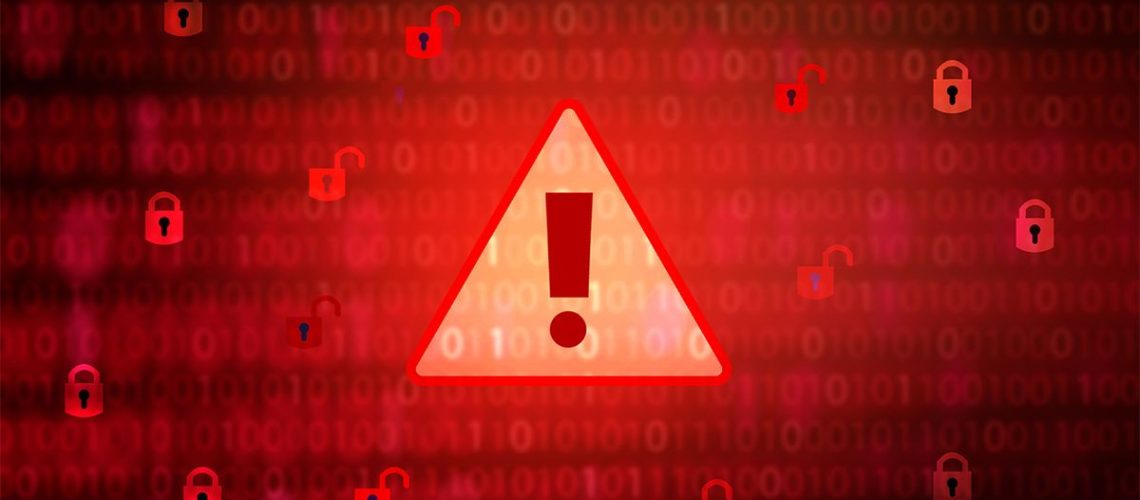 Red computer security warning