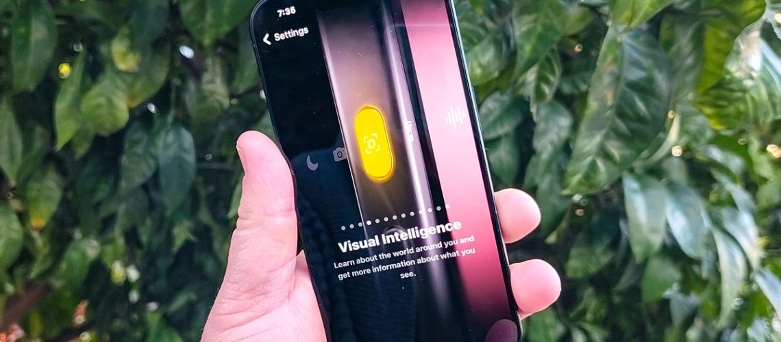 The Action button settings in iOS 18.4 with a Visual Intelligence shortcut for the iPhone 15 Pro