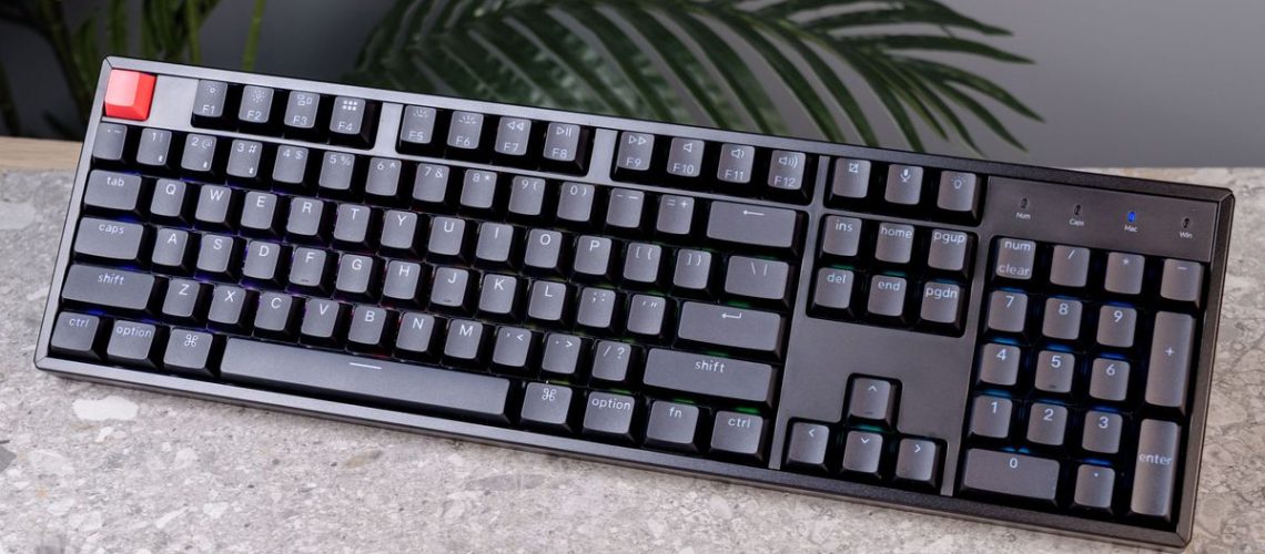 A black Keychron K10 V2 mechanical custom keyboard
