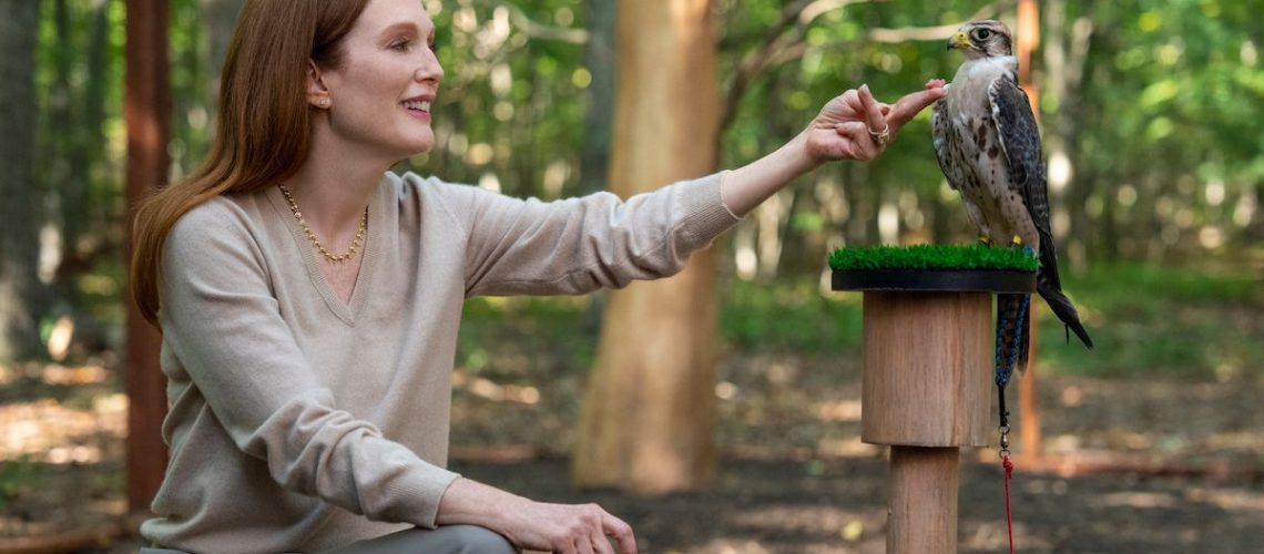 Michaela Kell (Julianne Moore) petting a bird in a promotional still from Netflix's "Sirens"