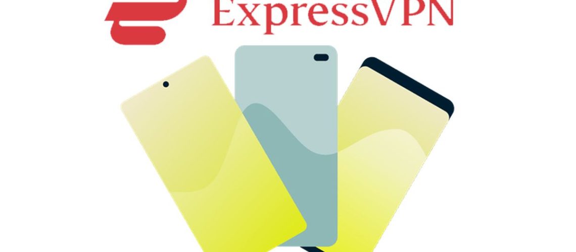ExpressVPN logo above mobile devices