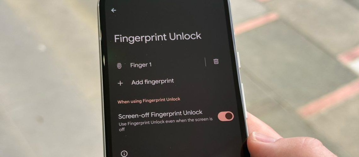 Android 16 screen-off fingerprint unlock in Settings menu