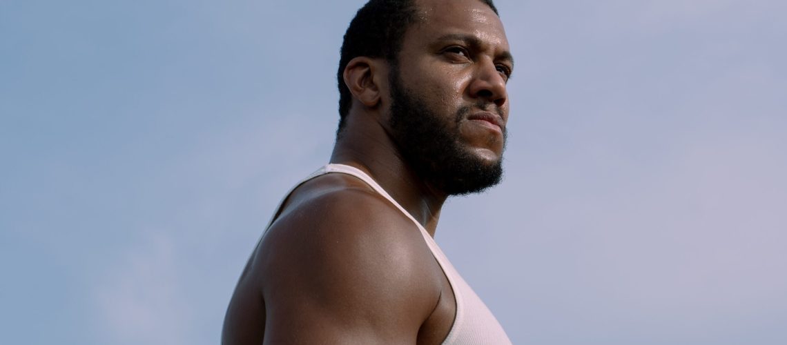 Bastien (Ciryl Gane) in a tank top as seen in Netflix's &quot;K.O.&quot;