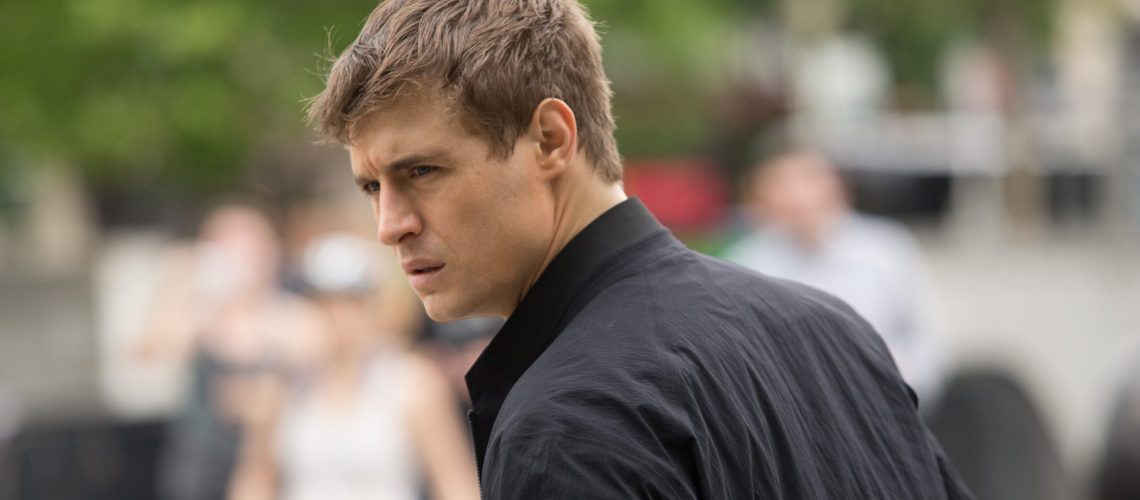 Joe Turner (Max Irons) looks over his shoulder in a still from thriller series, "Condor"