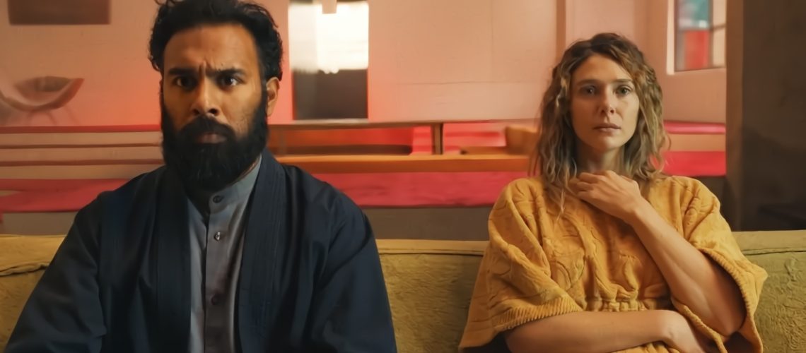 Himesh Patel and Elizabeth Olsen in The Assessment (2025)
