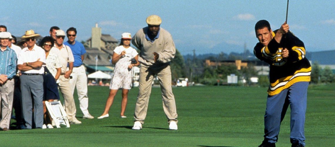 L-R: Carl Weathers, Adam Sandler as seen in a scene from "Happy Gilmore"
