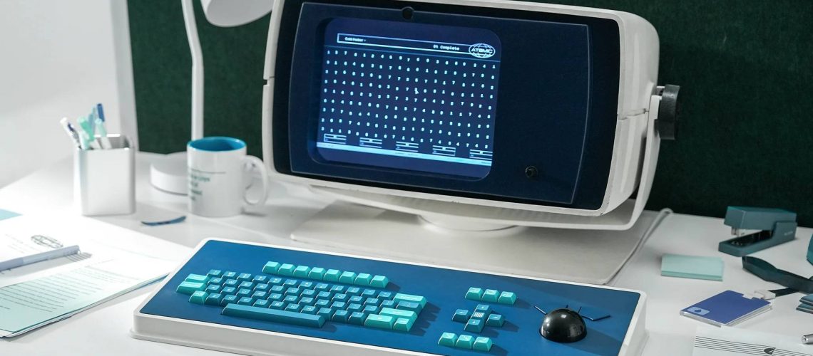 MDR Dasher Keyboard on desk with monitor inspired by Severance show