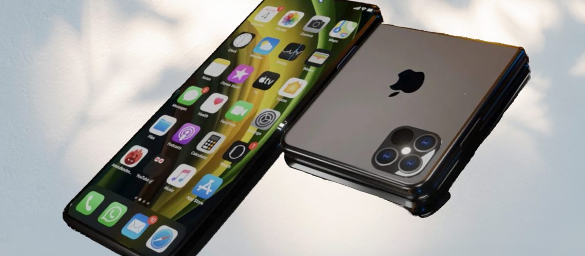 iPhone Flip renders against beige background.