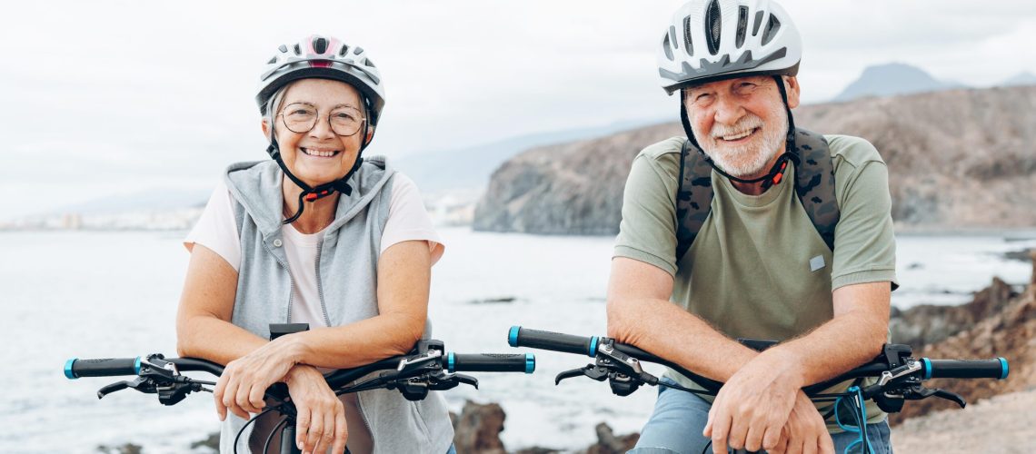 seniors riding a bike