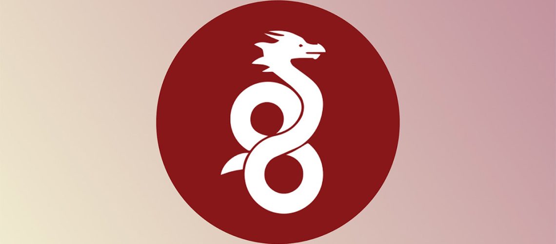 WireGuard VPN protocol logo, with white serpent inside a red circle