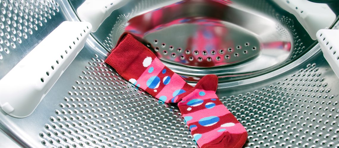 A sock inside a washing machine