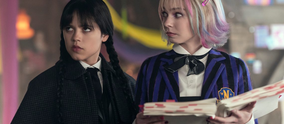 Jenna Ortega and Emma Myers in Wednesday season 2