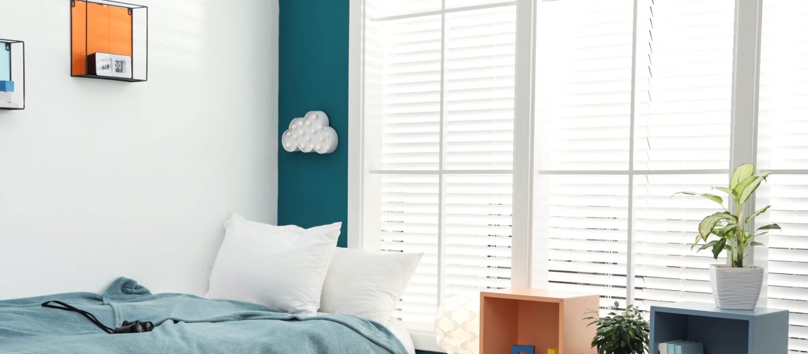 Window blinds in bedroom