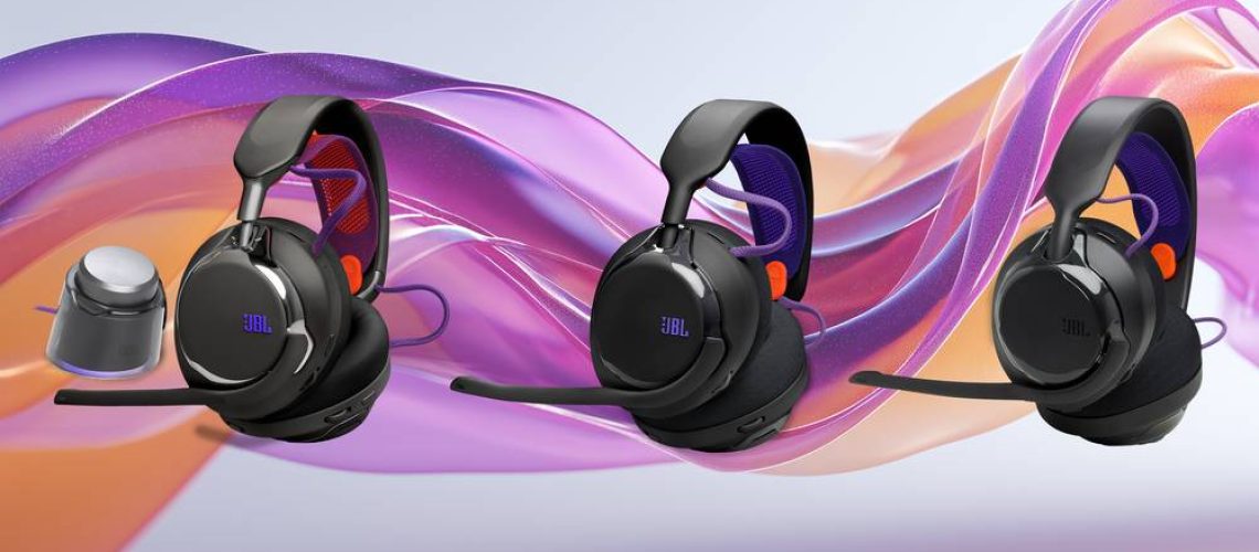 JBL Quantum Headsets on concept background