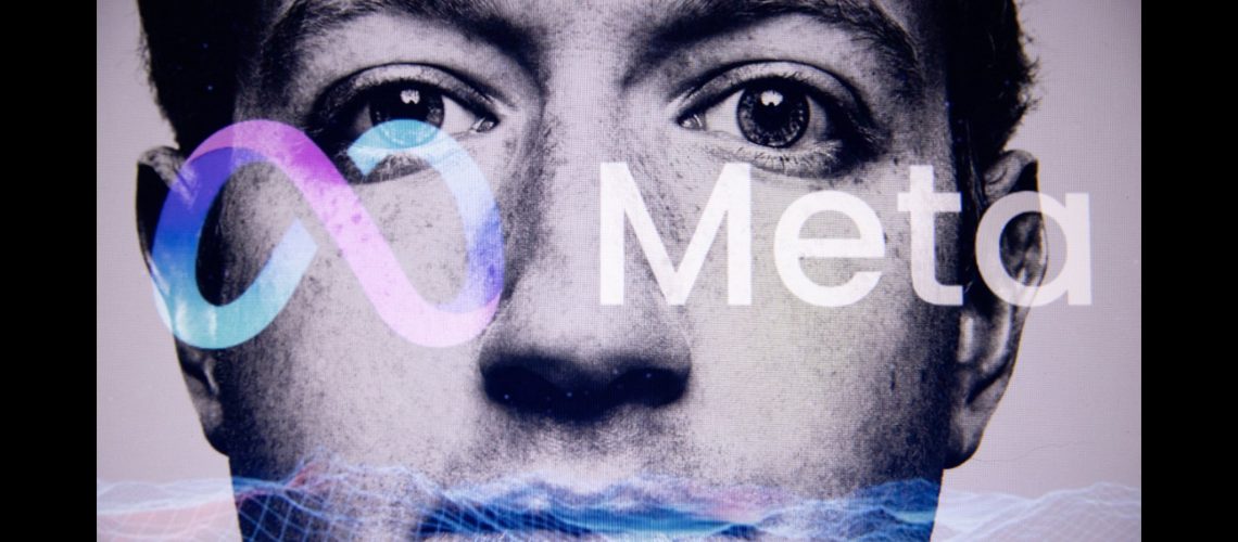 Meta logo with Mark Z close up