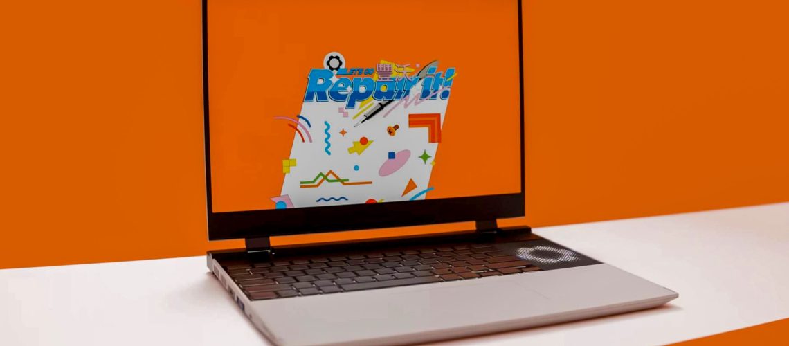 Framework Laptop 16 concept on orange background