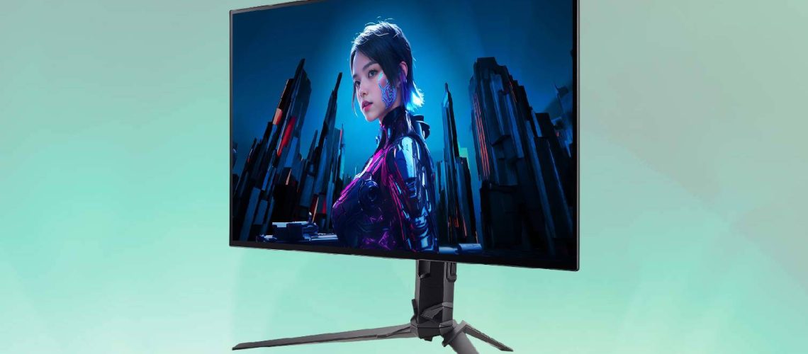 Acer Predator X27U F8 gaming monitor of green bakground