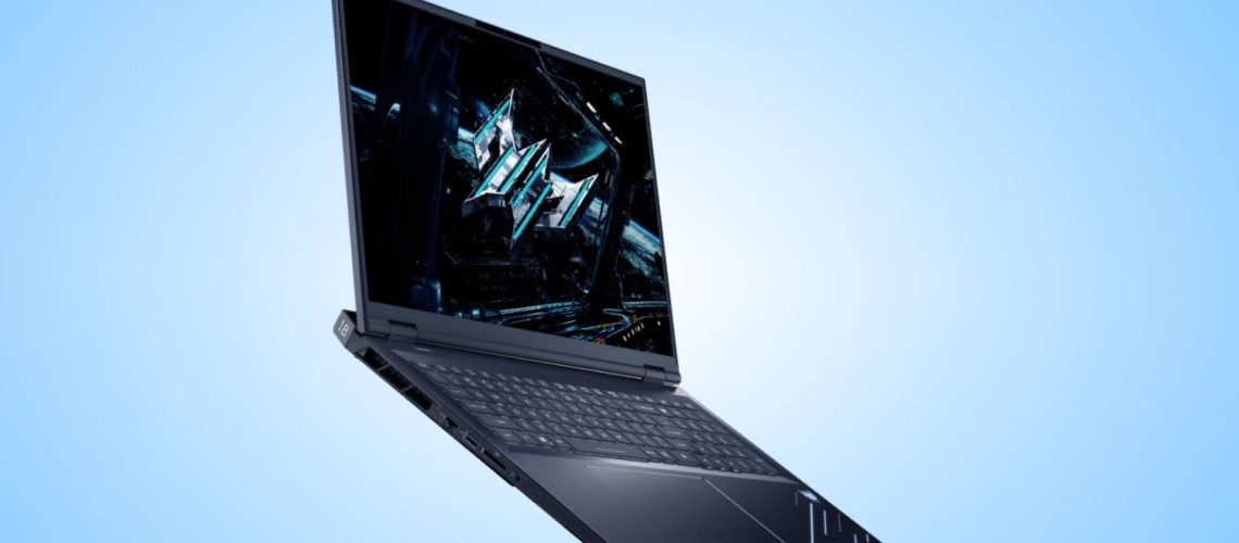 Acer Predator Helios 18P AI on colored backgrounds