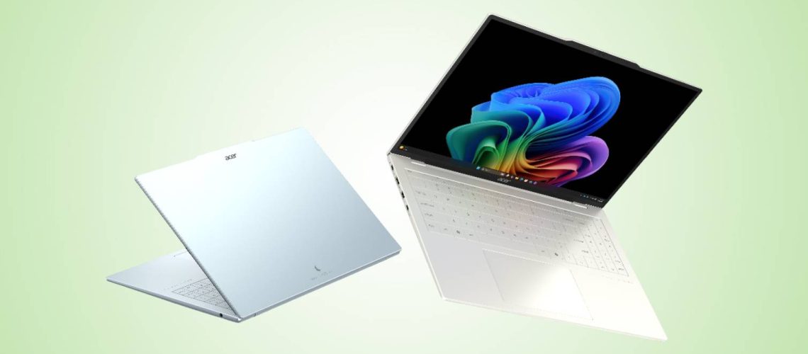 Acer Swift Air 16 laptops on light green background