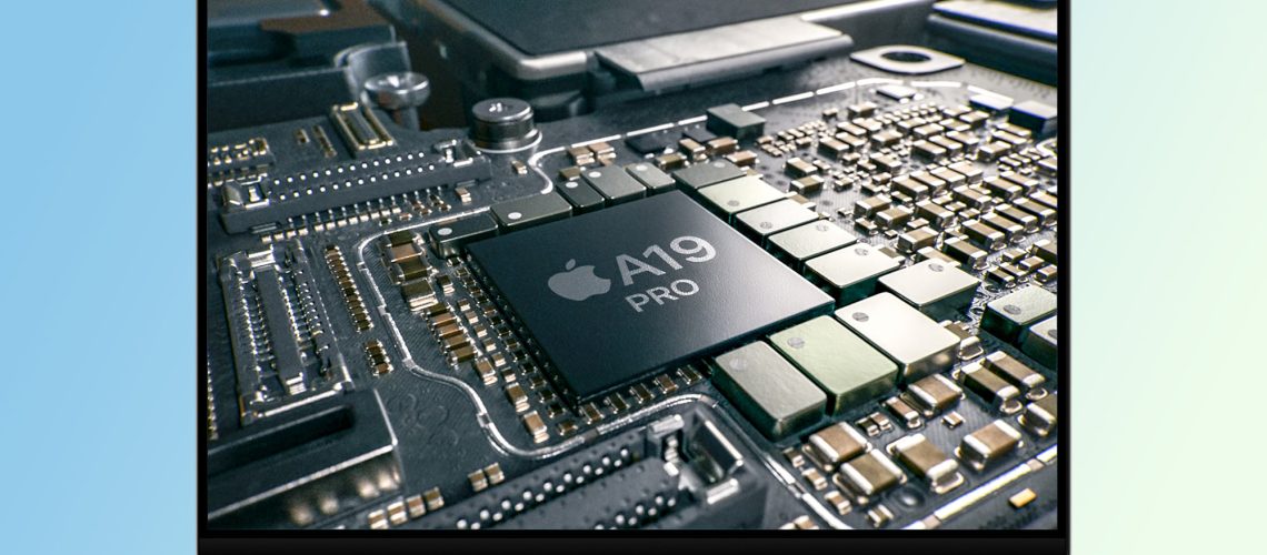 A picture of a MacBook with the iPhone 17 Pro's A19 Pro chip on screen
