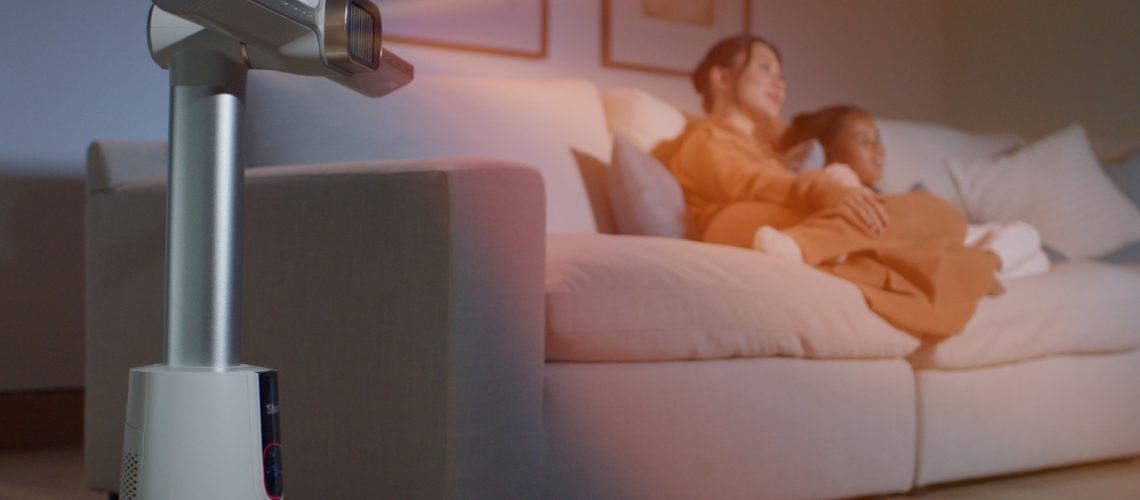 The Shark TurboBlade Cool and Heat warms up a living room