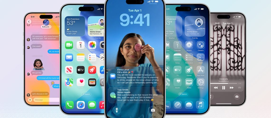 Different iPhones with ios 26 on them