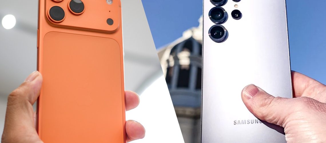 The iPhone 17 Pro Max held alongside a Samsung Galaxy S25 Ultra.