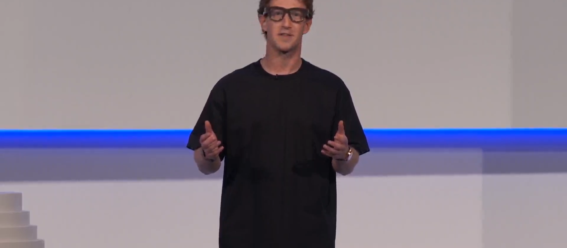 Zuckerberg wearing Meta RayBan Display smart glasses