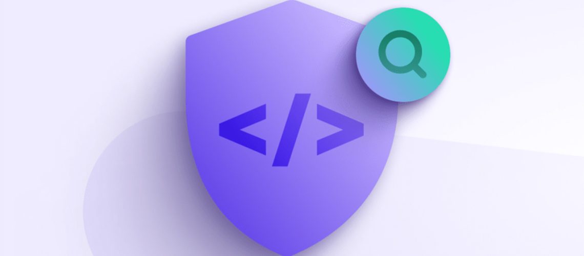 Proton VPN graphic showing purple shield and a green circle, with magnifying glass, in the top right